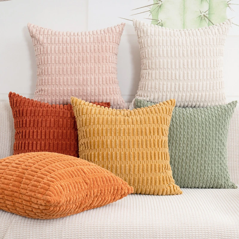 

2Pcs Striped Corduroy Pillow Case Square Cushion Cover Living Room Sofa Car Home Decor Throw Pillow Covers 45x45cm