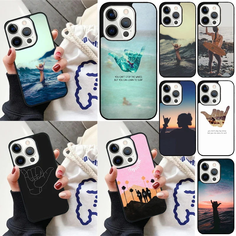 Surfer Surf Hang Loose Shaka Cover For iPhone 16 13 14 15 Pro Max 12 Mini 11 15 Pro Max 6 7 8 Plus Max SE 2020 Phone Case