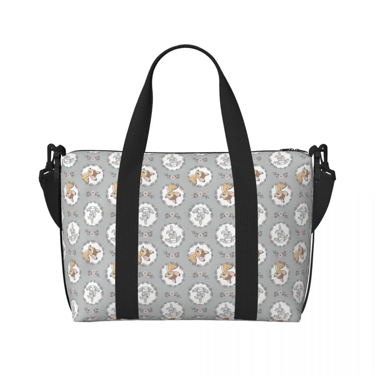 

Custom Bambi Beach Tote Bag Women Extra Large Gym Carry On Kawaii Cartoon Anime Travel Shopping Bags