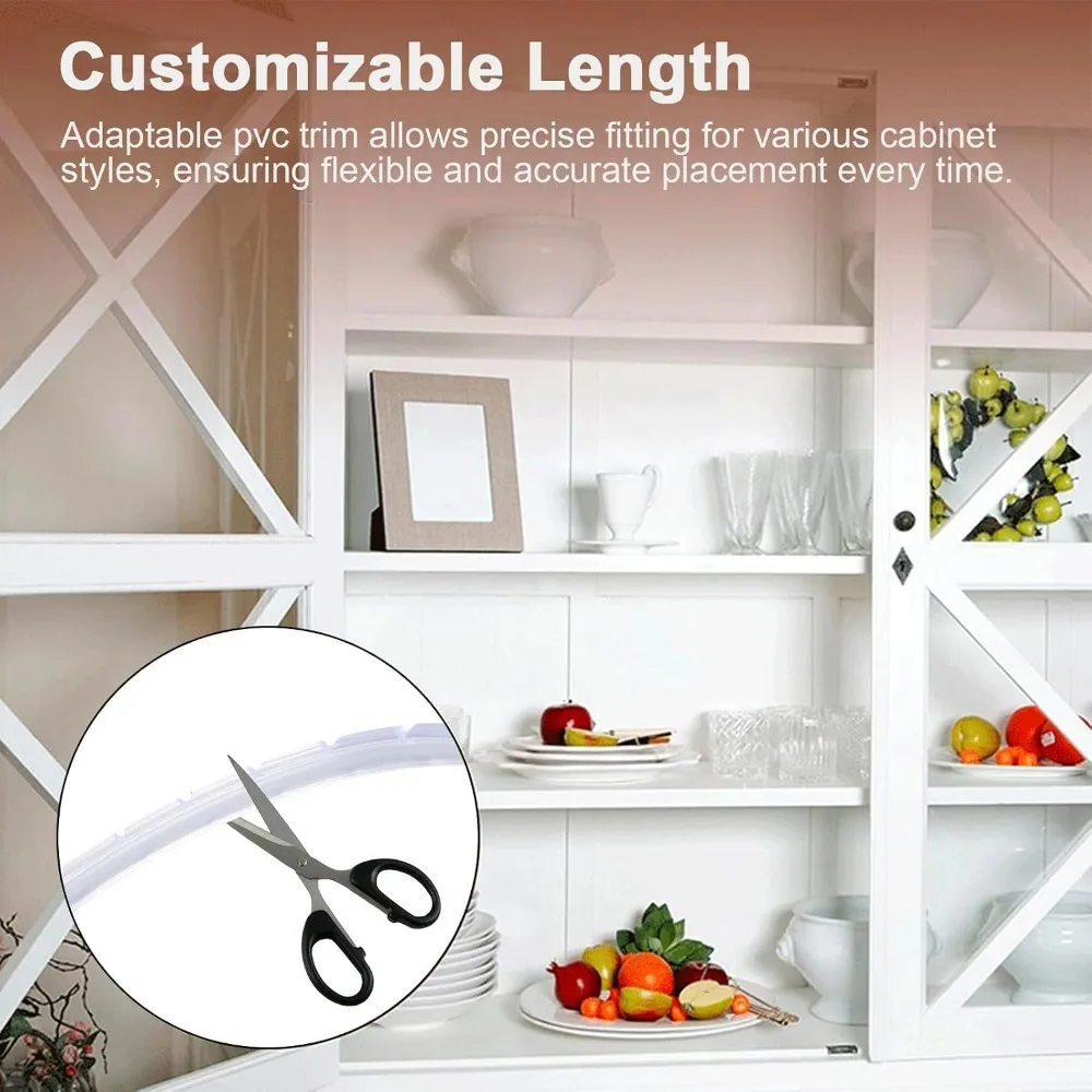 Seamless Groove Fit Glass Fixing Strips 26.25Ft Length Clear Transparent Glass Retainer Glass Panel Retainer Kitchen Cabinet