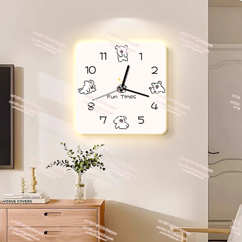 

Cream Wind TV Background Wall Wall Clock Simple Modern Restaurant Creative Clock 2024 New Clock Wall Lamp Painting