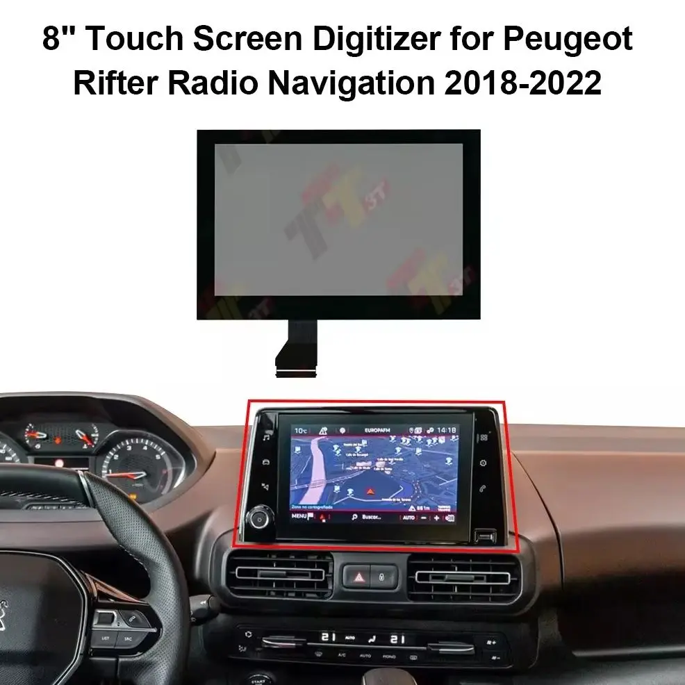 

ЖК-дисплей на приборной панели 8 дюймов с сенсорным экраном для Peugeot Partner Rifter, Toyota Proace City Radio Navigation