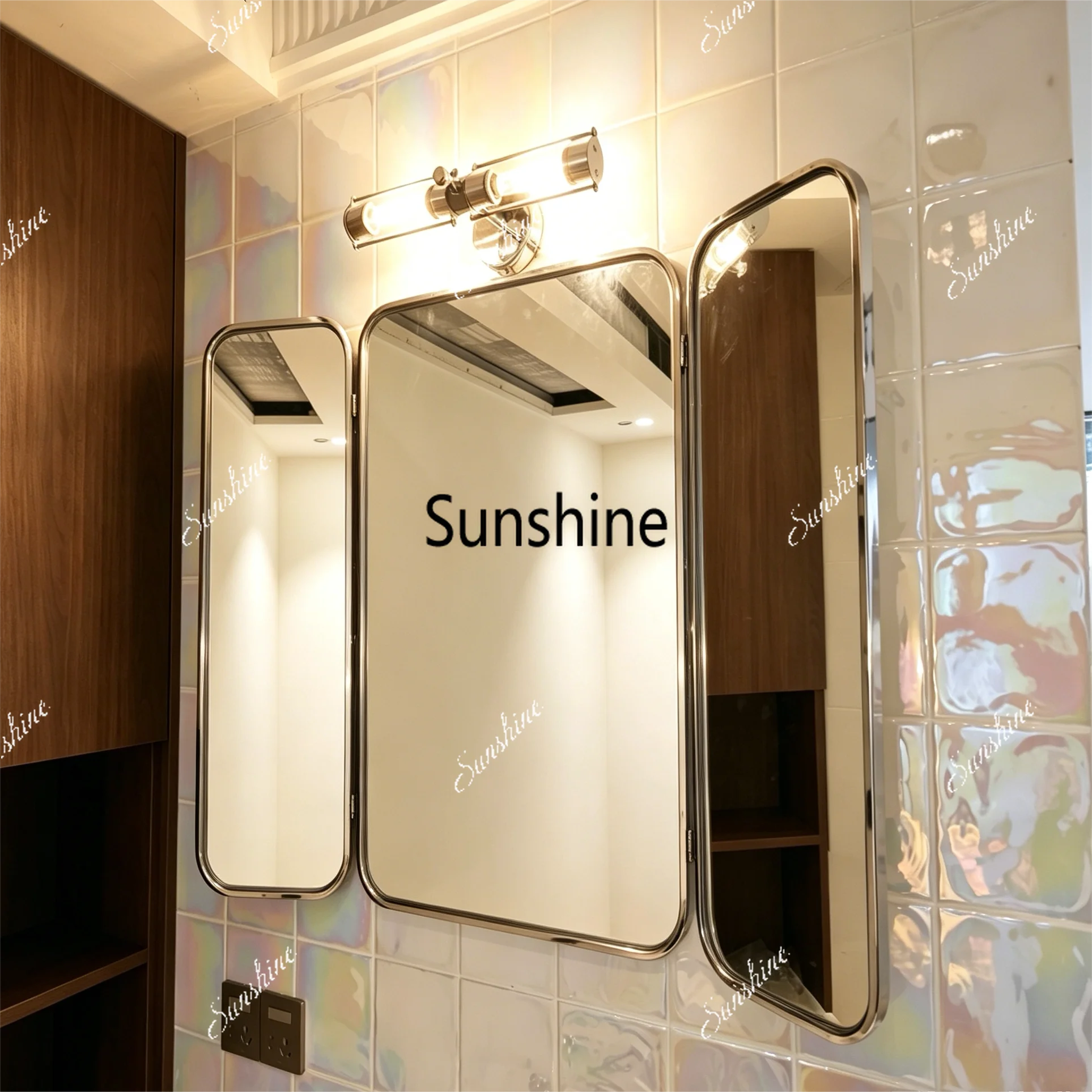 French Hotel Homestay Trifold Bathroom Mirror