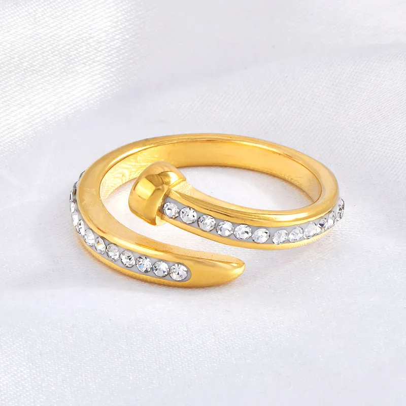 女性のためのオープンで用途の広いステンレス鋼リング,クロスボーダー,インスタイル,ハイエンドデザイン,ヨーロッパとアメリカ