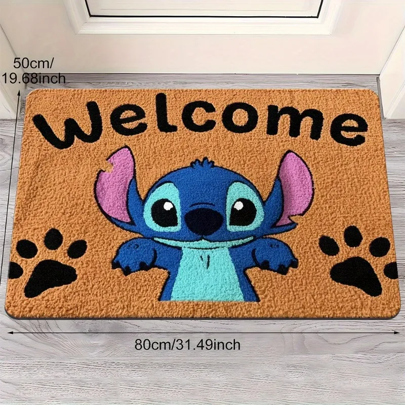 MINISO Disney Doormats Stitch 2D FLAT Welcome Outdoor Rugs Floor Mat Living Room Bedroom Carpet Kitchen Corridor Bathroom Mats