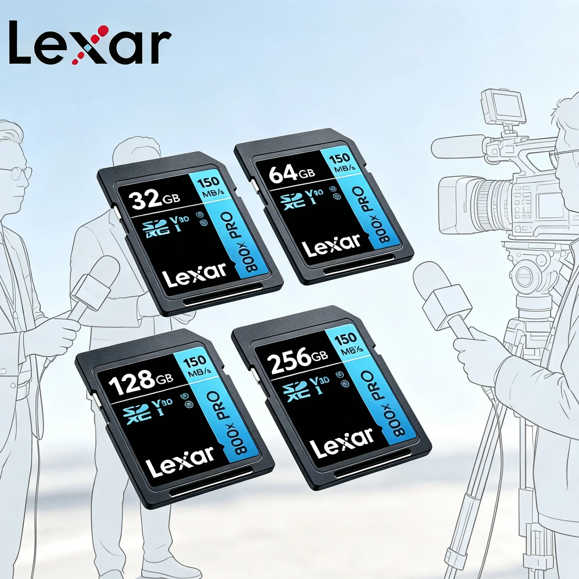 4K UHD Video Memory Card SDXC UHS-I V30 U3 Class 10 150MB/s Lexar 800x Pro SD Card 64GB 128GB 256GB for DSLR Camera Photography