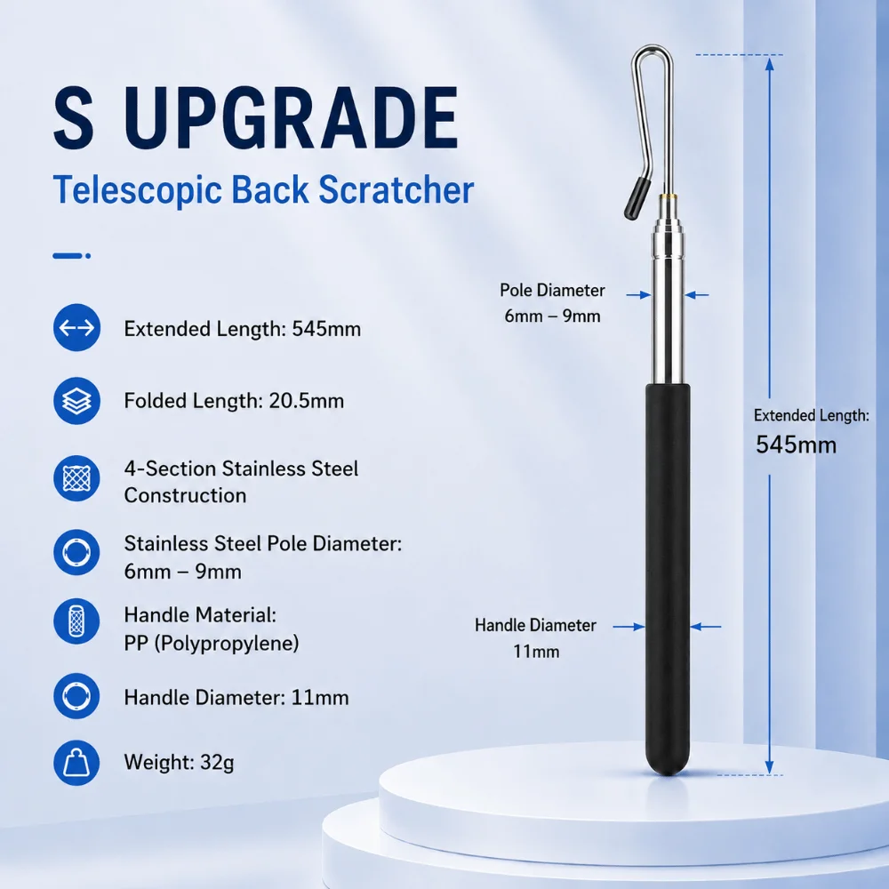 Stainless Steel Puppet Arm Control Rod Anti-slip Handle with Soft Rubber Hook Hand Puppet Stick Telescopic Puppet Stick