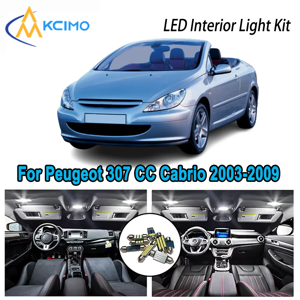 

Premium LED Interior Light Kit for Peugeot 307 CC Cabrio 2003-2009 2004 2005 2006 Dome Map Trunk Car Lamps with Canbus No Error