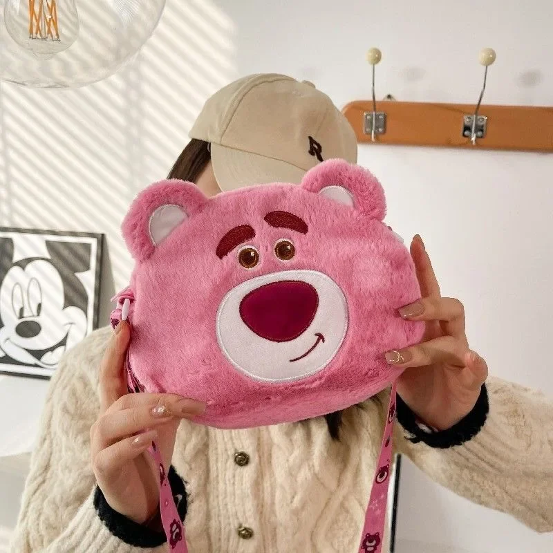 Sweet cute Disney Lotso Alien Winnie the Pooh student fashion simple versatile outdoor portable shoulder crossbody plush bag