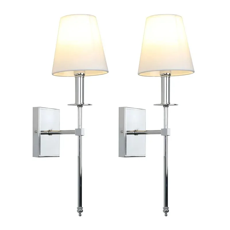 

Middle Ages Classic Rustic Industrial Wall Lamps LED Flared White Textile Lamp Shade Homestay Coffee Shop Study Sconces Lights