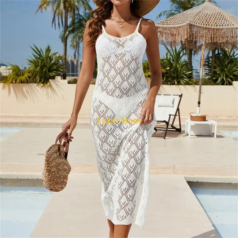 U2JB ผู้หญิงชุดว่ายน้ำถักบิกินี่ Cover Ups ชุดเดรสชายหาดฤดูร้อนสำหรับชุดว่ายน้ำ