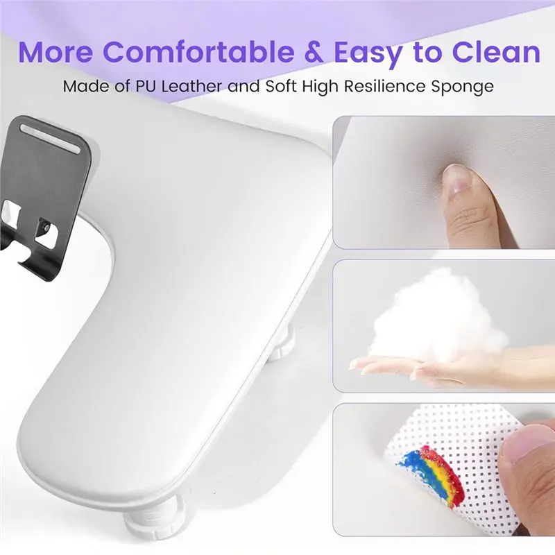 مسند ذراع قابل للتعديل بارتفاع على شكل حرف U من ABYO لتقنية الأظافر، أظافر مانيكير مع حامل هاتف دوار باللون الأبيض #5