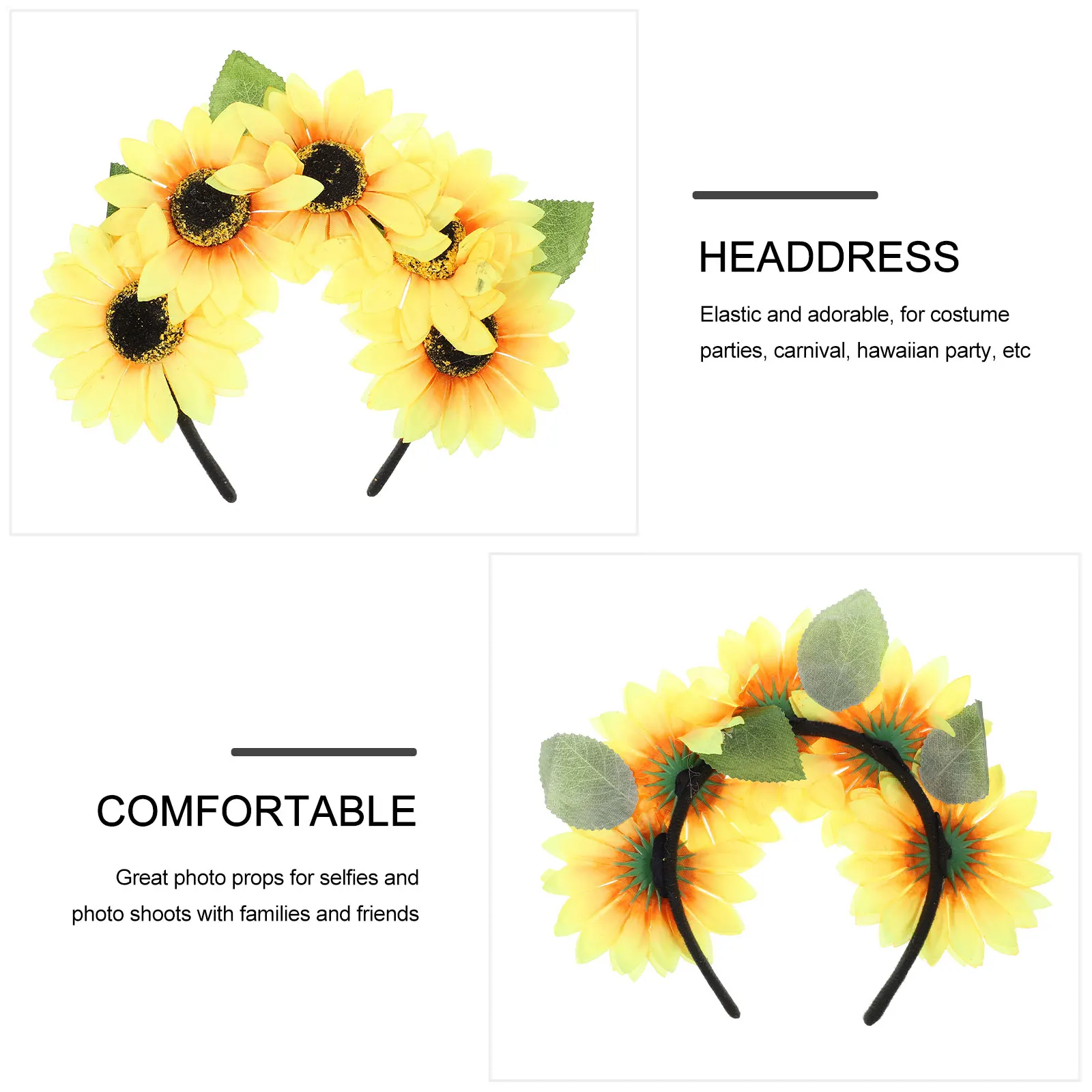 

Bohemian Sunflower Hairband Hoop Yellow Party Hairband Daisy Headband Women Party Accessories Holiday Photo Props