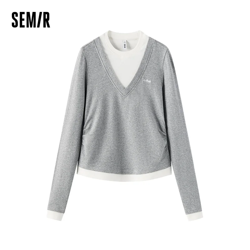 Semir Women Knit Tshirt Antibacterial Thermal Warmth Slim Fit Layered Look 2026 New Winter Daily Wear Urban Casual Style