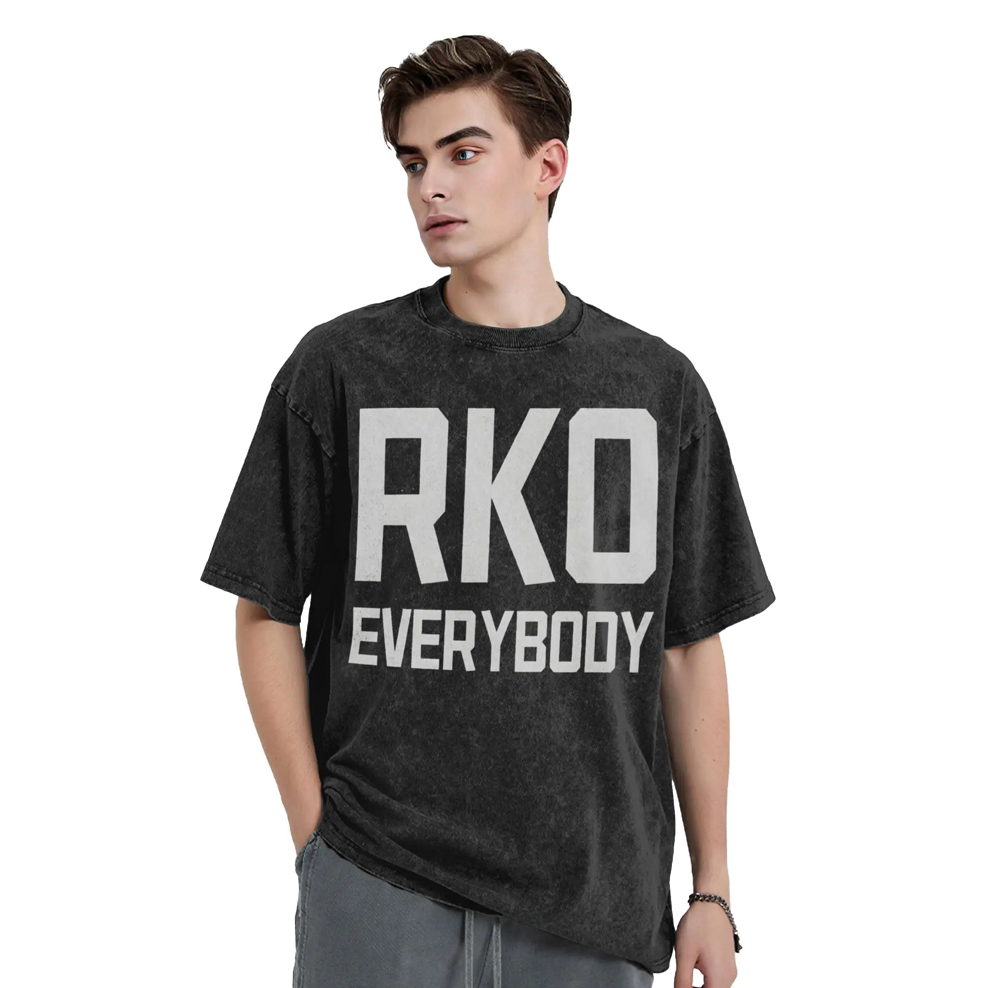 RKO Everybody  Wrestling Meme Vintage Washed T Shirt Men Women Cotton Crazy T-Shirt Crew Neck  Tees Short Sleeve Tops Plus Size