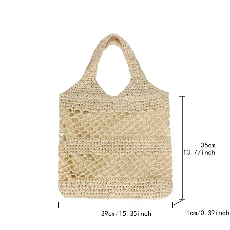 Casual Paille Creuse Femmes initié Sacs Tissés À La Main Grande Capacité Sac Fourre-Tout D\'été Plage Sacs À Main SW8-V