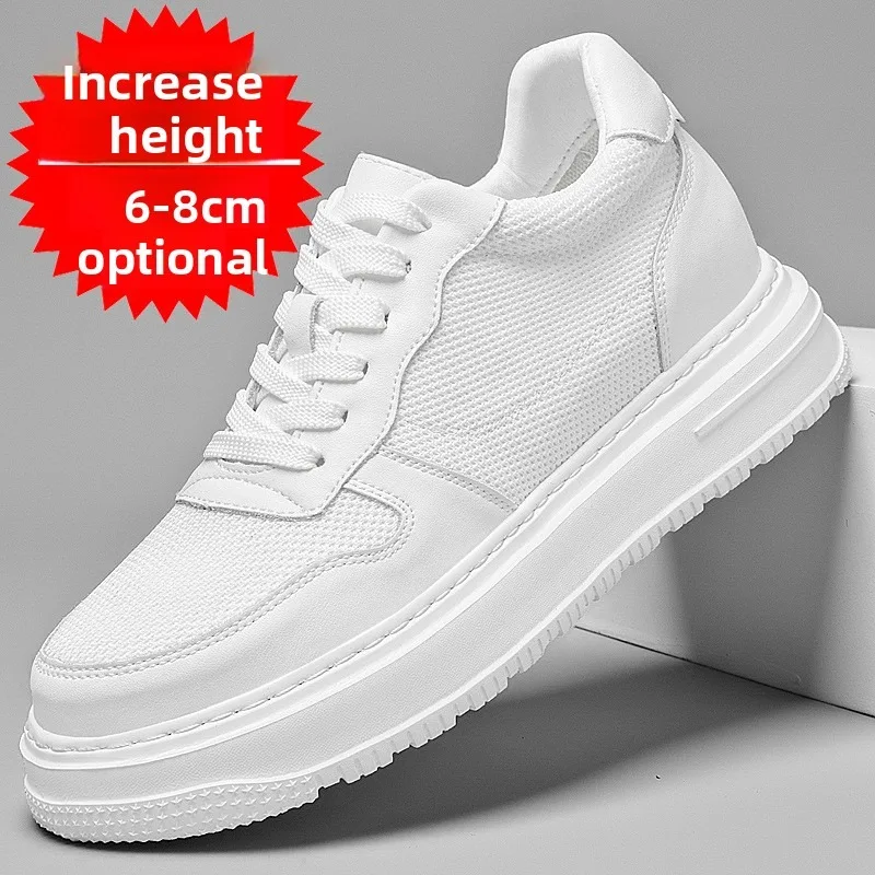 Men's Womens Sneakers 6cm 8cm 10cm Internal Height Increasing Shoes Mesh Breathable Casual Shoes Fashion Couple Skateboard Shoes