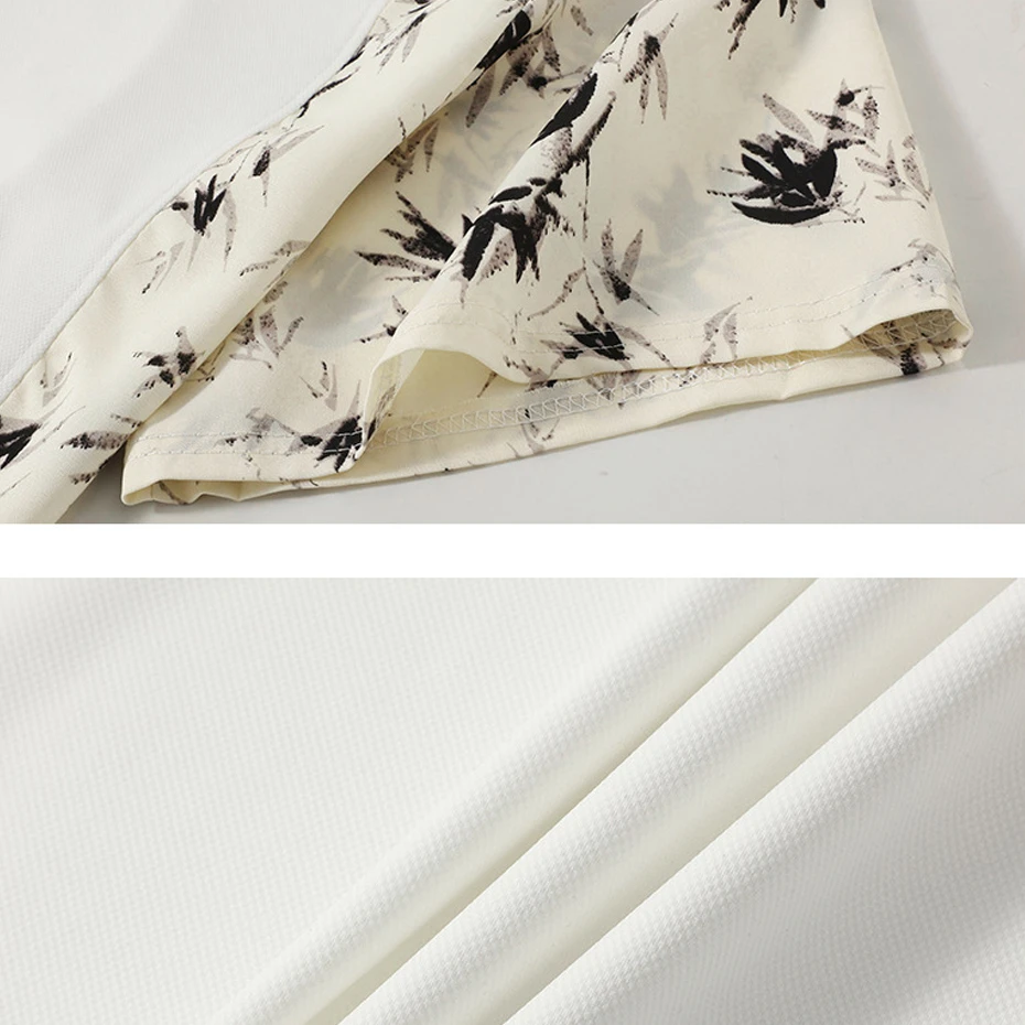 Summer Suits Men's Sets Plus Size 10XL Chinese Style Bamboo Leaf Print Patchwork Fashion Casual T-shirts Shorts Male Big Size