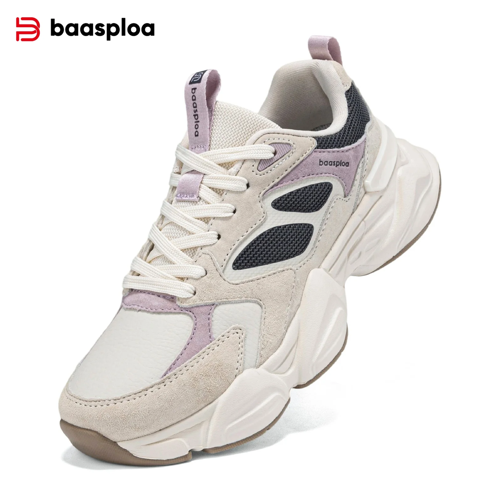 

Baasploa женские прогулочные кроссовки 2025, зимняя удобная кожаная повседневная обувь, женская модная однотонная спортивная обувь, увеличивающая рост
