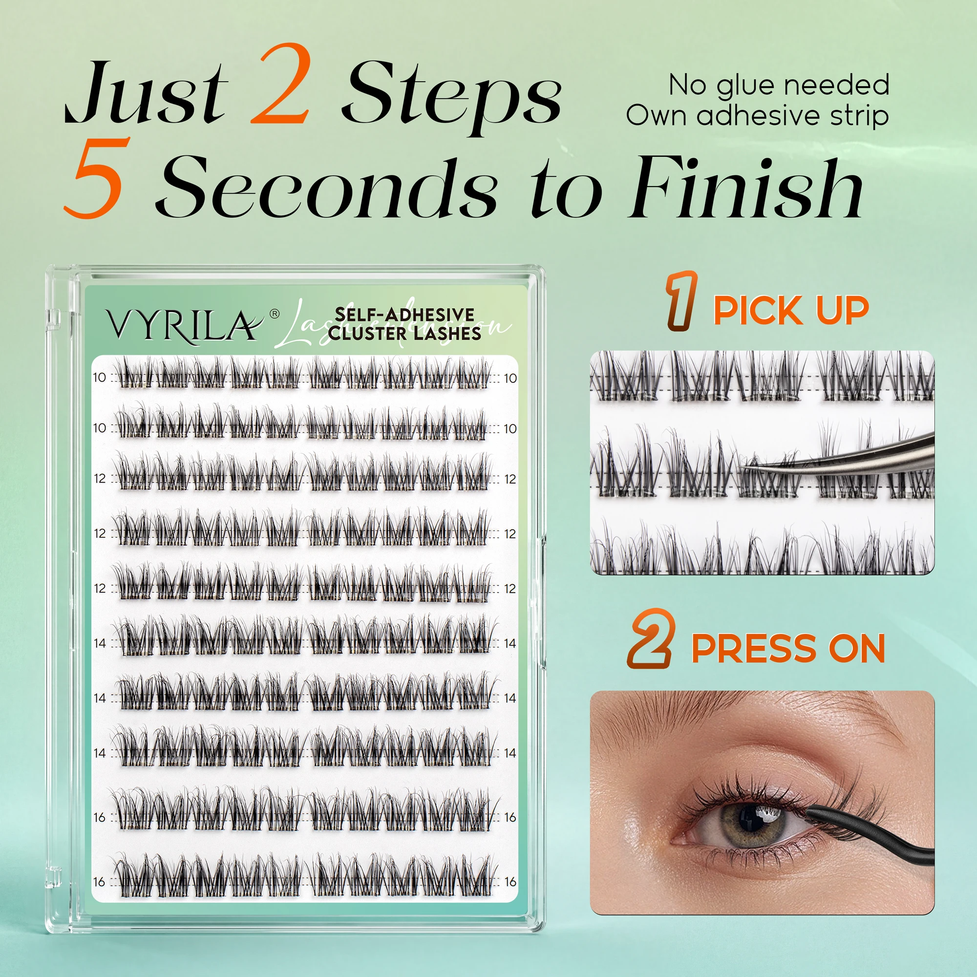 Pestañas Autoadhesivas VYRILA, - Eyelash Extension Human Hair reseña y precio