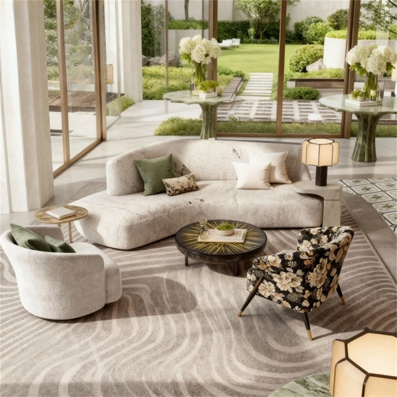 Curved sofa Modern simple hotel lobby Clubhouse Beauty salon Rest area Reception booth
