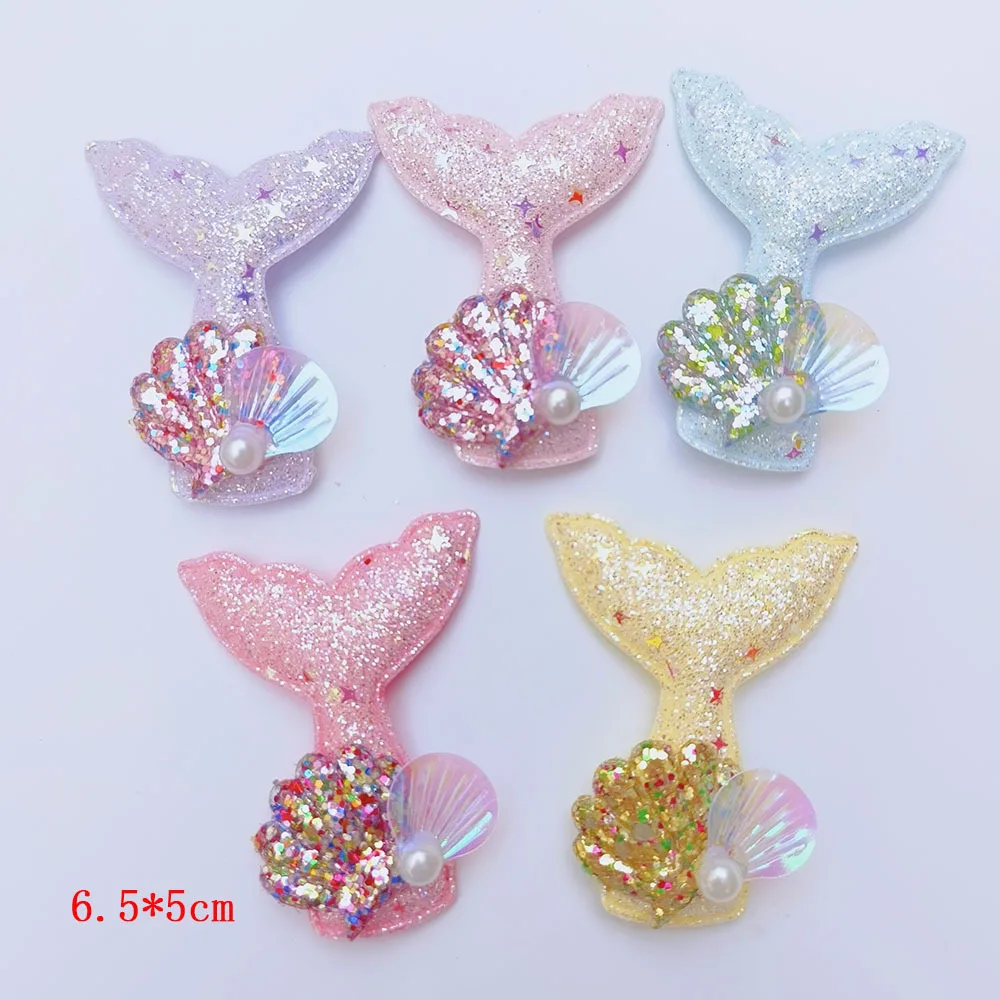 10Pcs /lot   shiny Ultrasonic mermaid shell  Applique for DIY Clothes Hat Headwear Patch Sewing cloth  Decoration