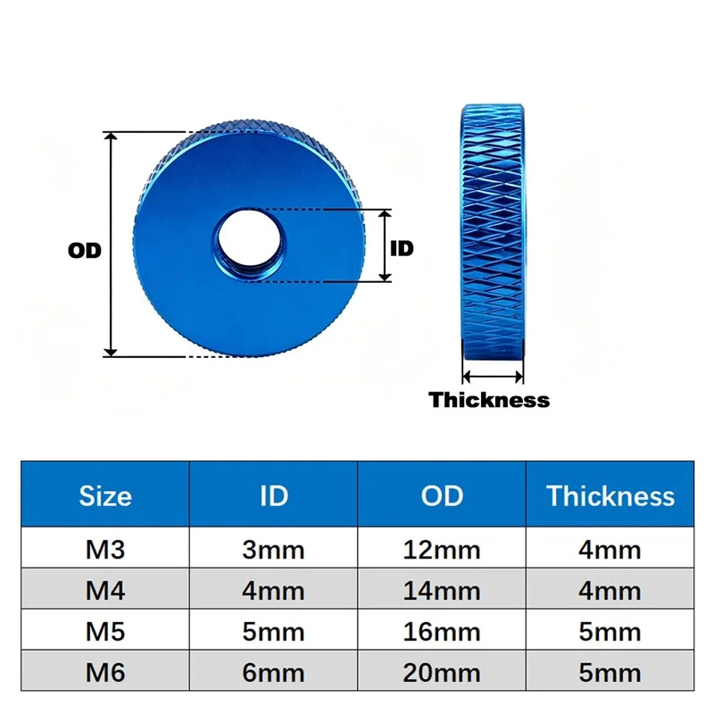 M3 M4 M5 M6 Knurled Aluminum Thumb Nut Hand Tighten Hand Nut Finger Twist Nut Aluminum Knurl Nuts DIY Hardware Fastener