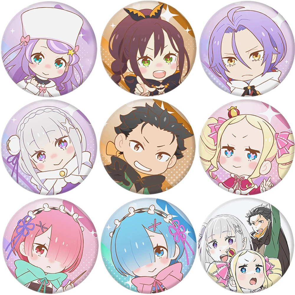 58mm Anime Re ZERO Starting Life in Another World Natsuki Subaru Cosplay COSTUME Badge Pin SPTE Tinplate Brooch﻿ Prop Xmas Gilf