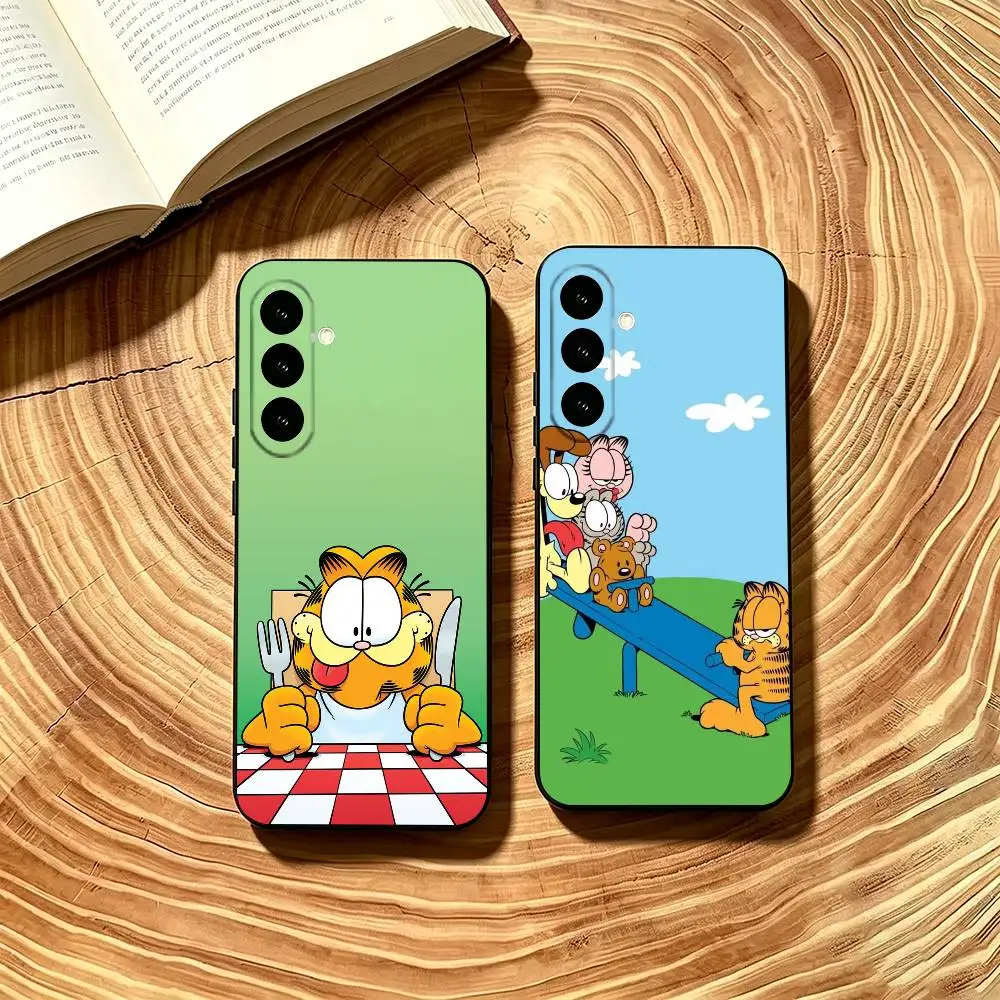 

The Cartoon Garfield Phone Case For Samsung Galaxy A73,A72,A71,A70,A53,A52,A51,Soft Black Cover