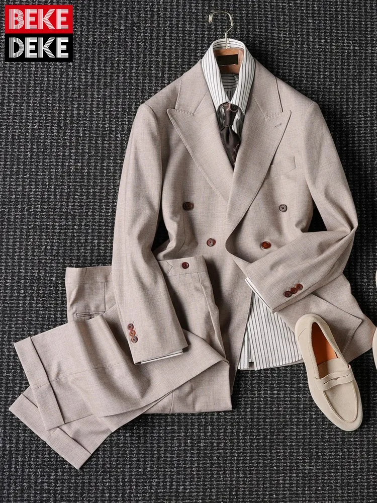 Leisure Male Turn Down Collar Long Sleeves Pockets Suits Single-Breasted Matching Sets Solid Color Straight Men Outfits