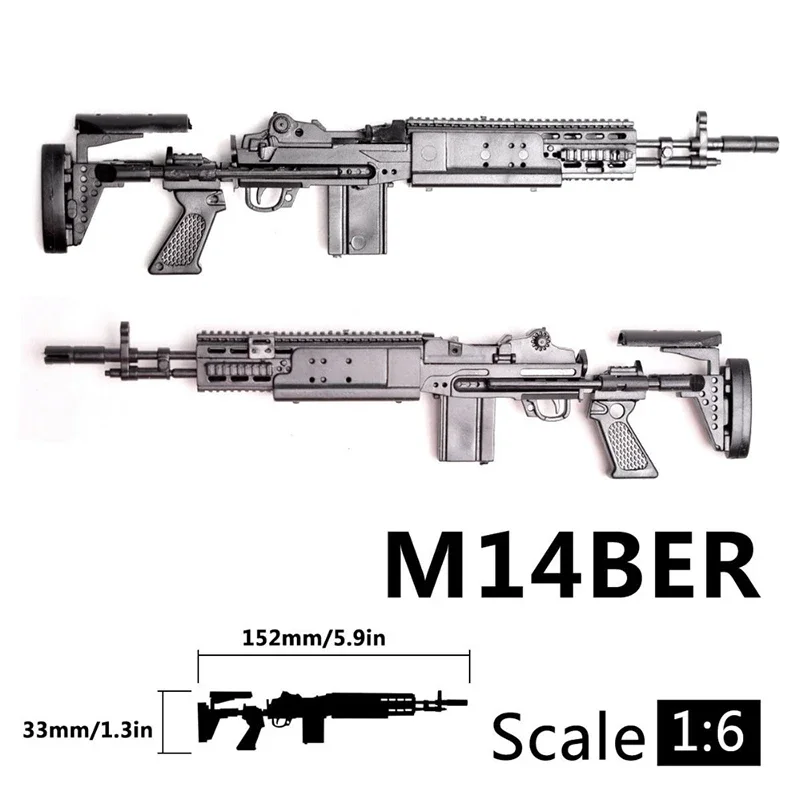 1/6 M14BER Combat Rifle Gun Model Plastic Assemble Action Figures Weapon Accessory Soldier Military Building Kit Toy