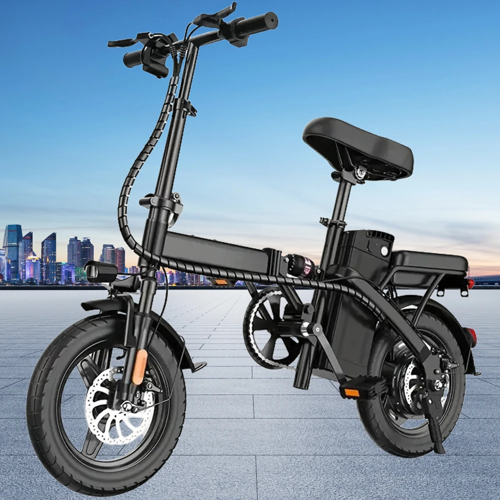 

14" Mini Folding Electric Motorcycles E Bike for Adults, 400W Peak Motor Ebike 19.5Mph 19Miles 10AH Adults Electric Bicycle