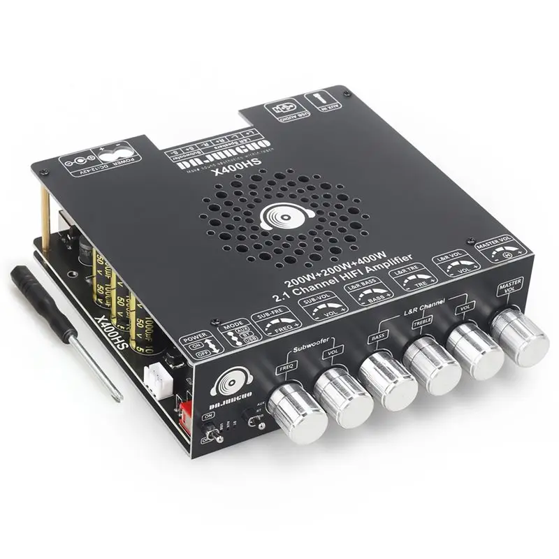 

Плата стереоусилителя Bluetooth A55T 220W+220W+400W, 2.1-канальная, 2 чипа TPA3223, DC 12-42В, Bluetooth 5.2