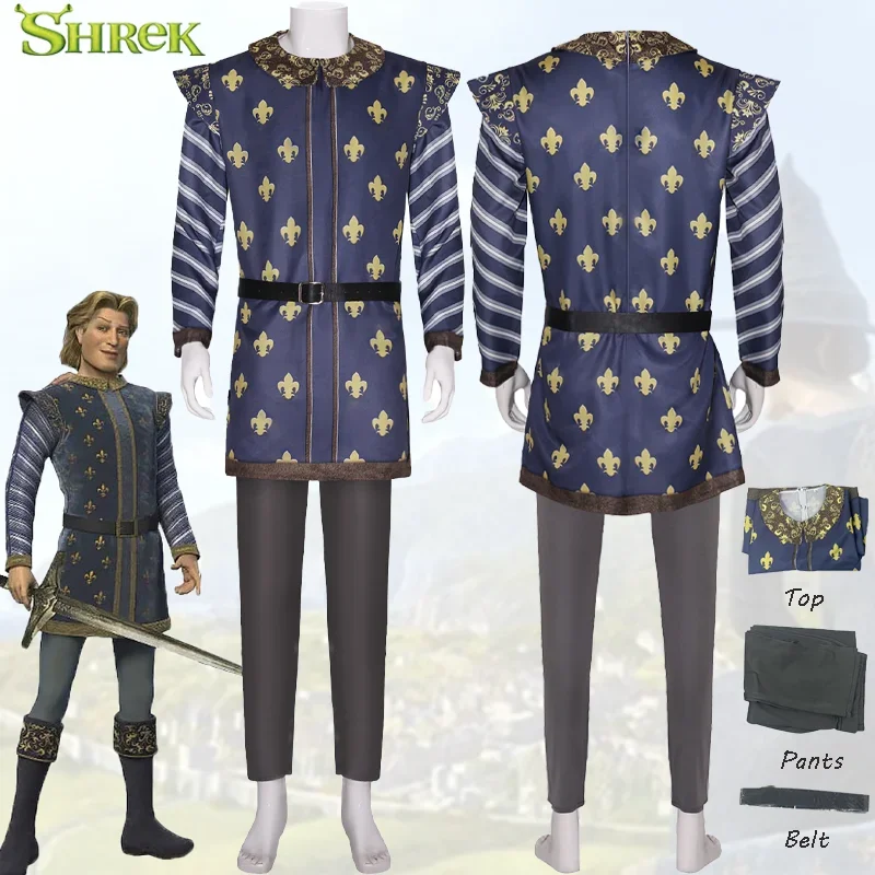 

CosplayMovie Monster Shrek Cosplay Costume Prince Knight Performance Uniform Halloween Party Carnival Suit for Adult Men Role Pl