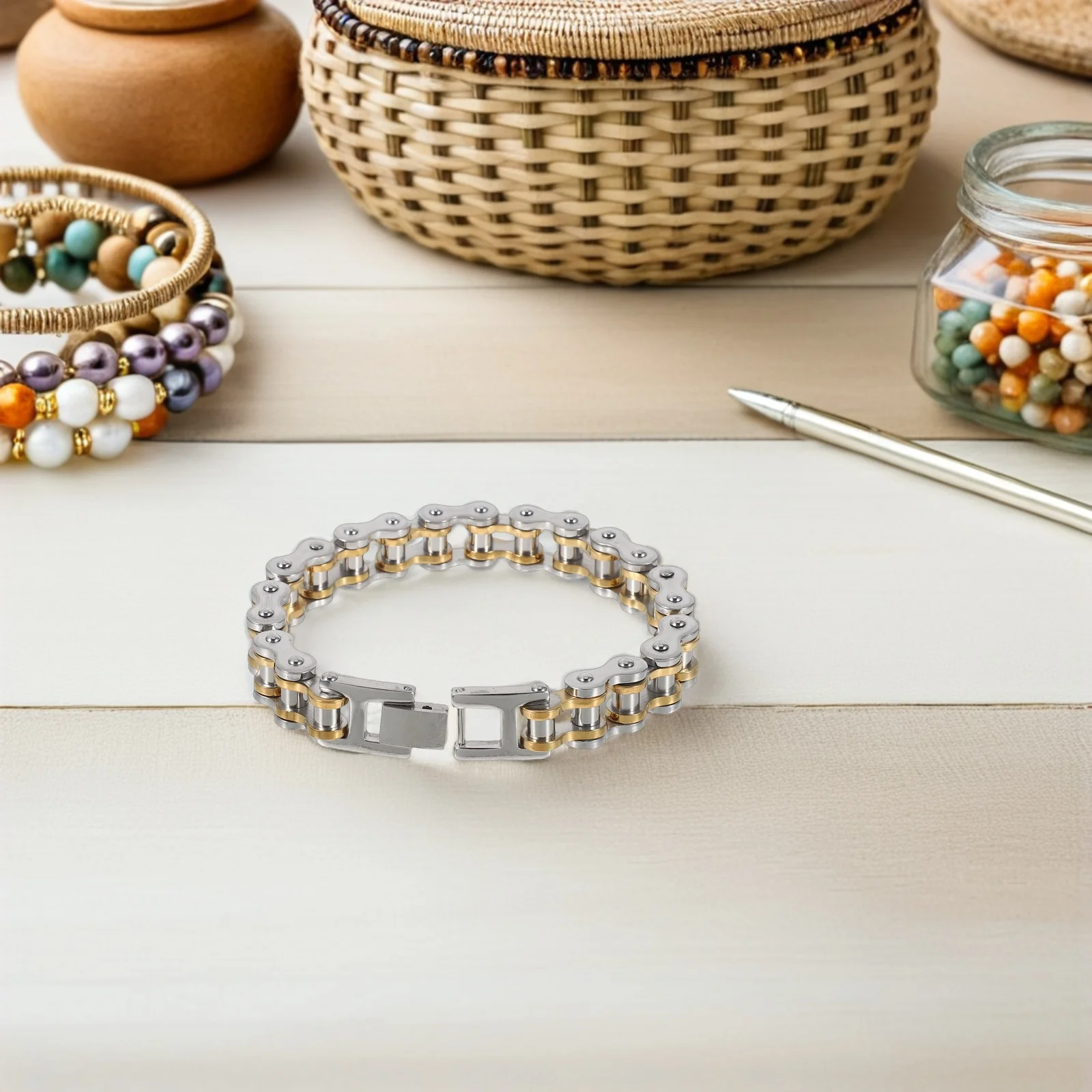 

Bracelet Bike Chain Bracelet Titanium Steel Motorcycle Chain Jewelry Heavy Duty Bike Accessories For Men