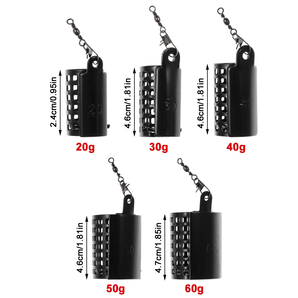 5Pcs Round Square Fishing Feeder Cage Stainless Steel Fishings Lure Cage 20g-60g Portable Trap Bait Basket Fishing Tackle - view 6
