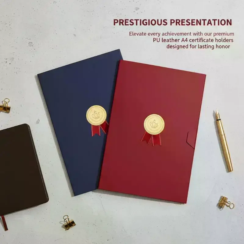 Exquisite Three-fold Gilding Process A4 Graduation Award Certificate Holder and Diploma Cover Document Folder