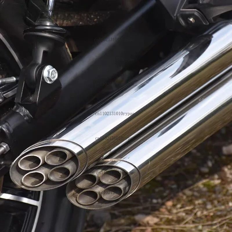 e 300 modified right side double exhaust pipe two full section stainless steel eight-hole direct installat