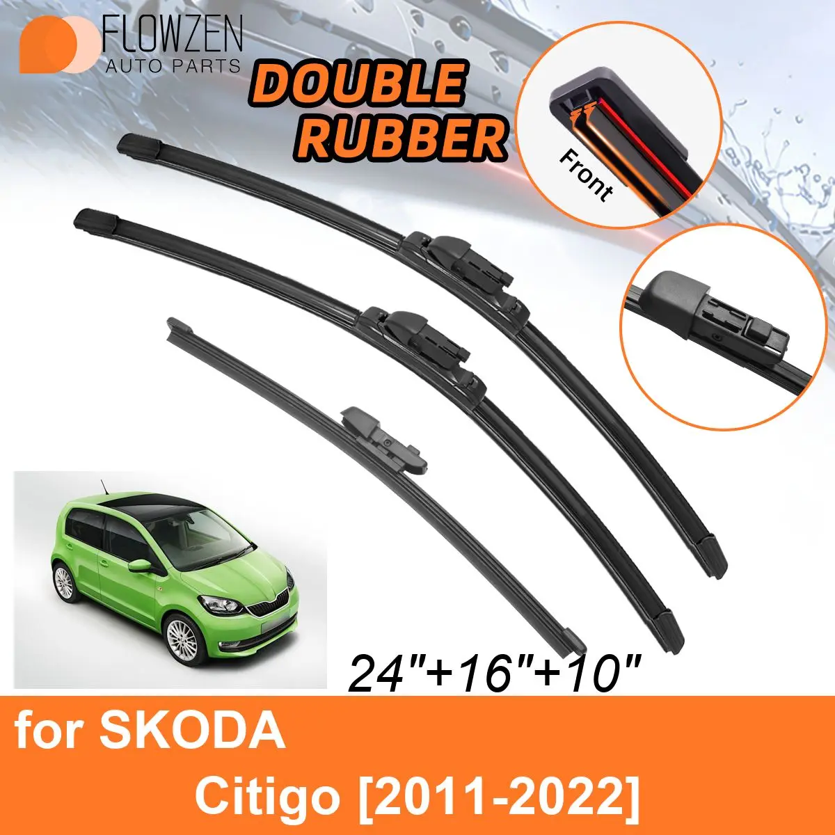 

Двойные резиновые автомобильные дворники для SKODA Citigo 2011-2022, задние щетки, аксессуары 2014, 2015, 2016, 2017, 2018, 2019, 2020, 2021, 2022