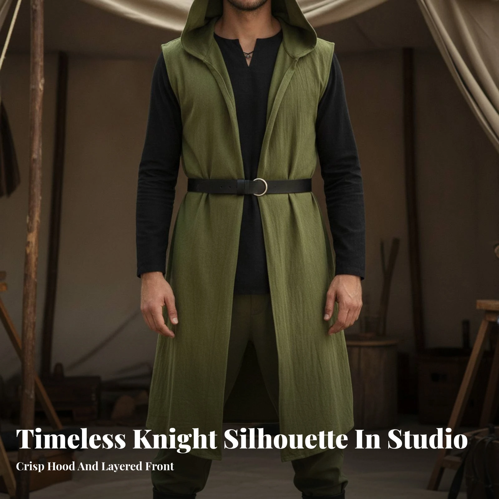 Costume Vest with Hood Comfortable Hooded Vest Sleeveless Costume Lightweight Apparel Wear-Resistant for Cosplayers, Halloween