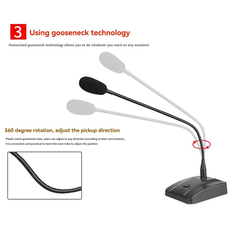 Professional Wired Conference Microphone Desktop Gooseneck Condenser Microphone for Broadcasting Speech Microphone-A75P