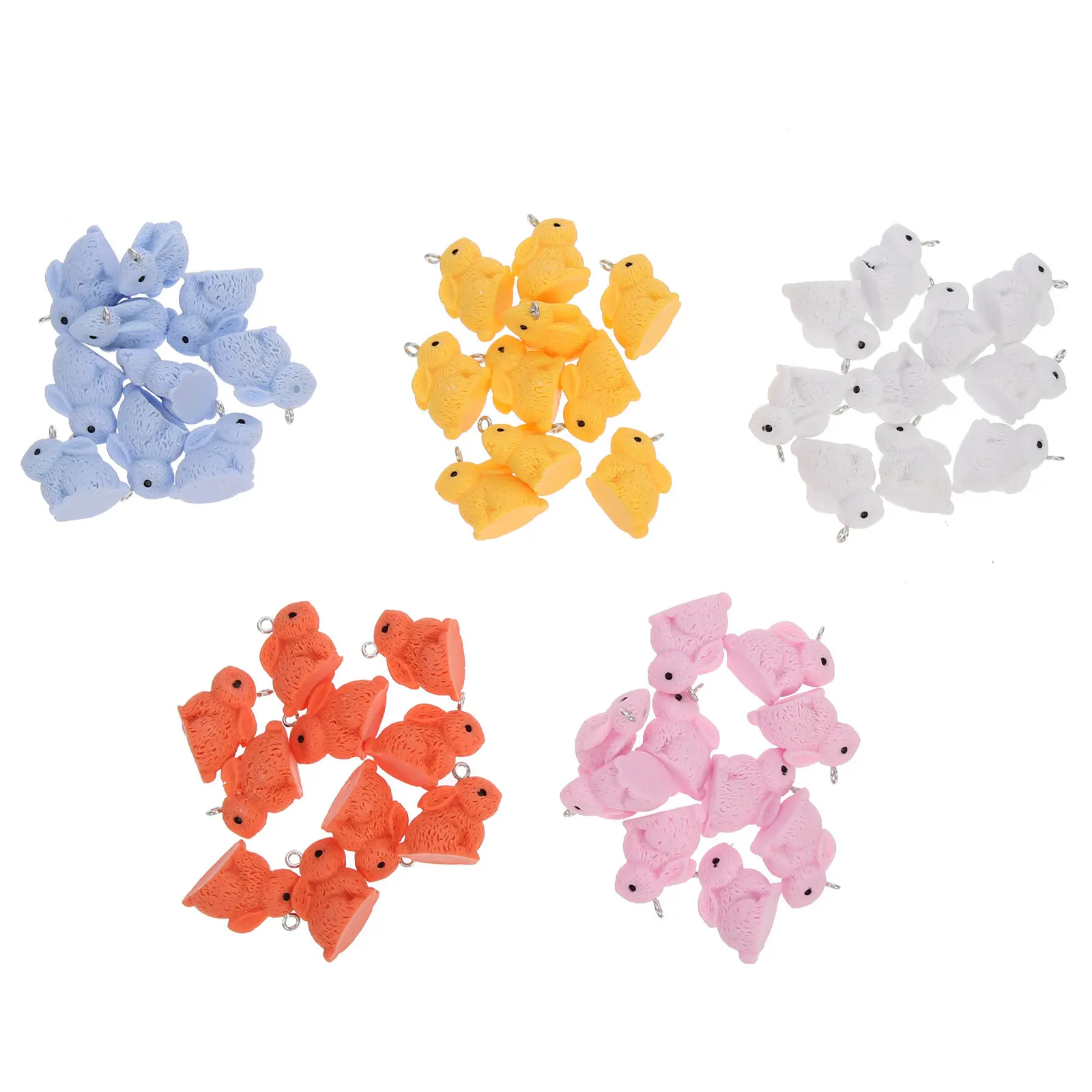 

50Pcs Resin Bunny Pendant Charms Creative Simple Rabbit DIY Jewelry Making Supplies for Ear Studs Bracelets Phone Hanging