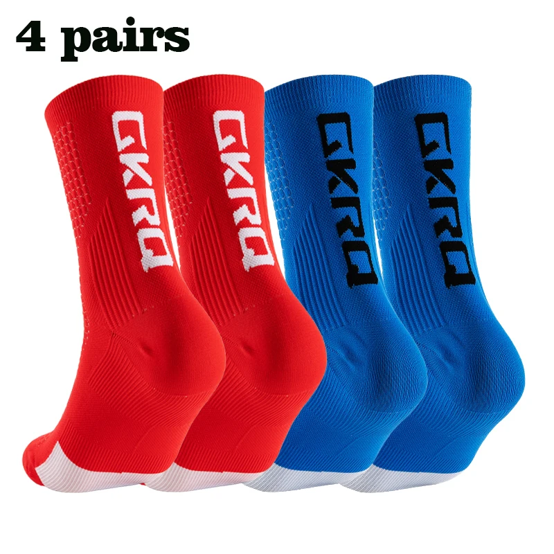 GKRQ 4 Paar 2023 neue Fahrradsocken Fahrrad Krankenschwester Kompression Rennrad Laufen MTB Kniehoch Weiß Sport Lustige Marke Schwarz