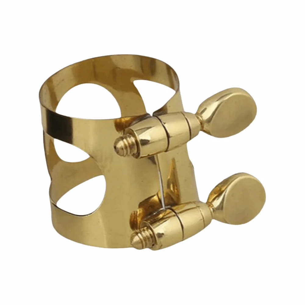 Adjustable Screw Saxophone Ligature Double Screw Fastening Hollow Cut-out Brass Ligature Polished Brass Material Reed Fastener