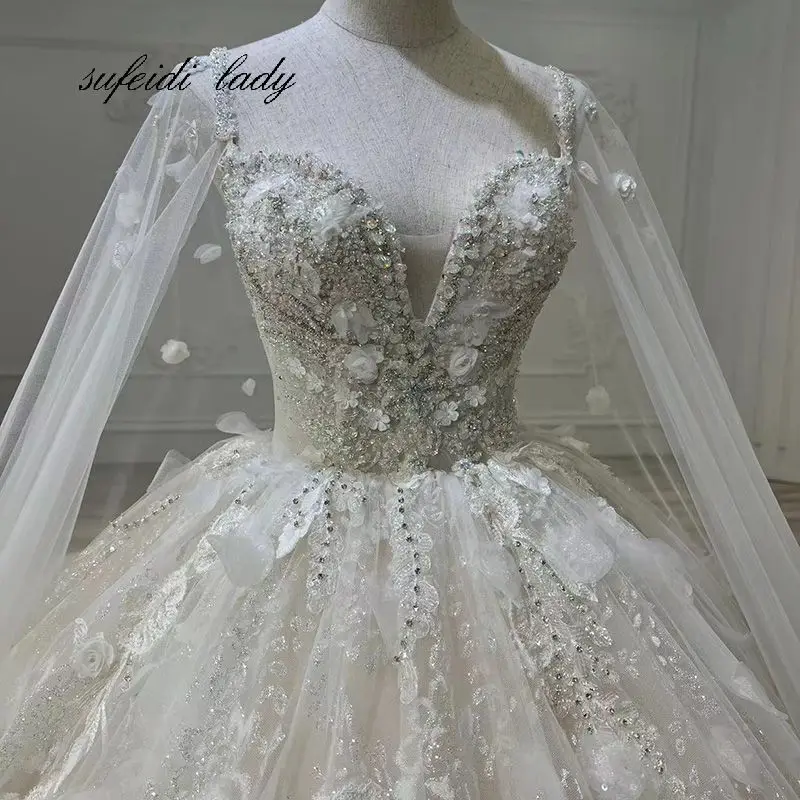 Sexy V-Neck Wedding Dress Sweetheart Bride Gown Appliques Beading Customized Romantic Princess Robe De Mariee