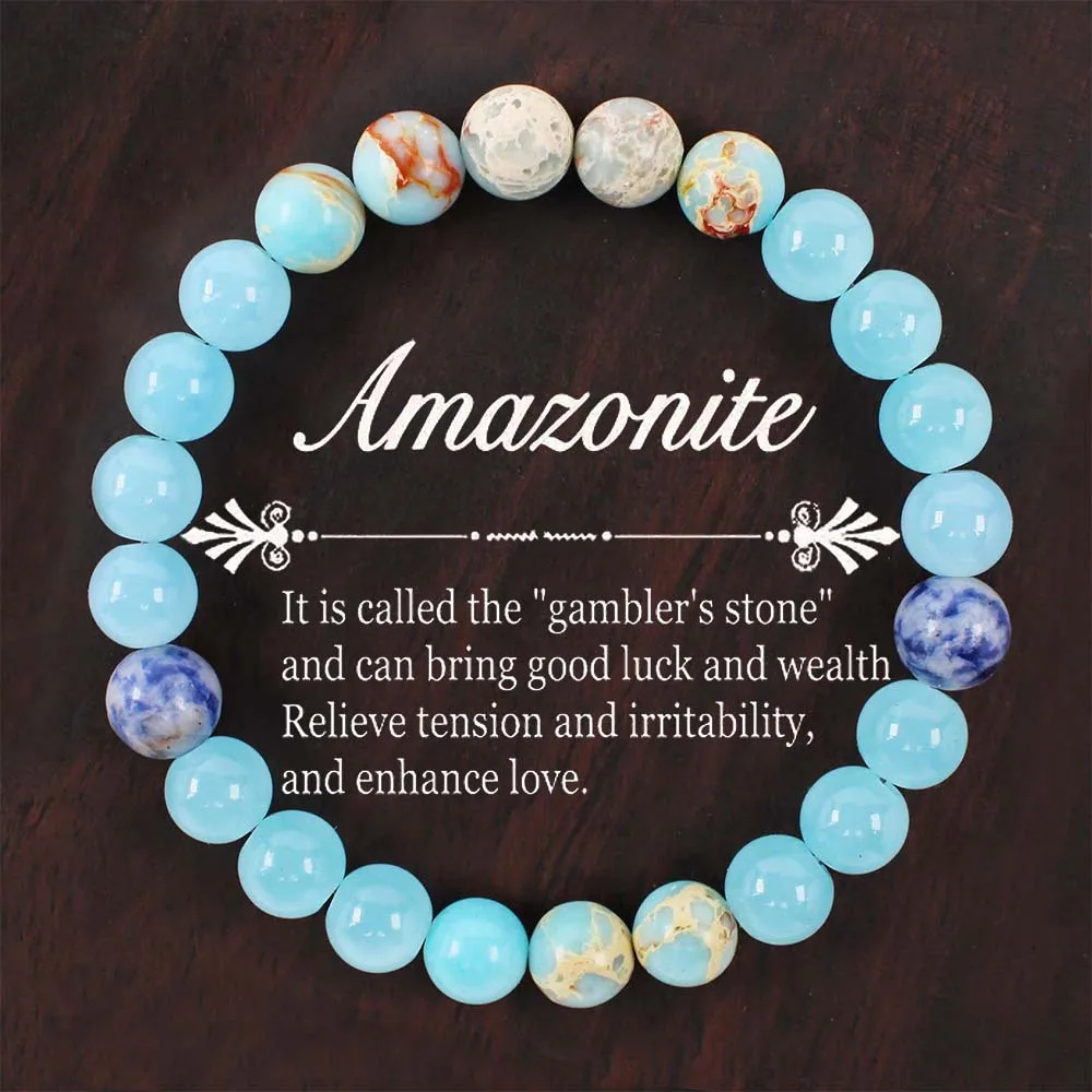 Pulsera de cuentas de lapislázuli de 8mm, pulsera de la suerte que porta buena suerte y riqueza, accesorios de joyería informales diarios Unisex