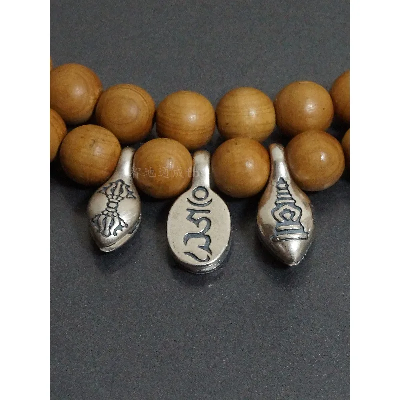 pure-925-sterling-silver-mala-bead-counting-clip-side-hanging-vajra-ten-thousand-mark-tibetan-prayer-handheld-bracelet-ornament