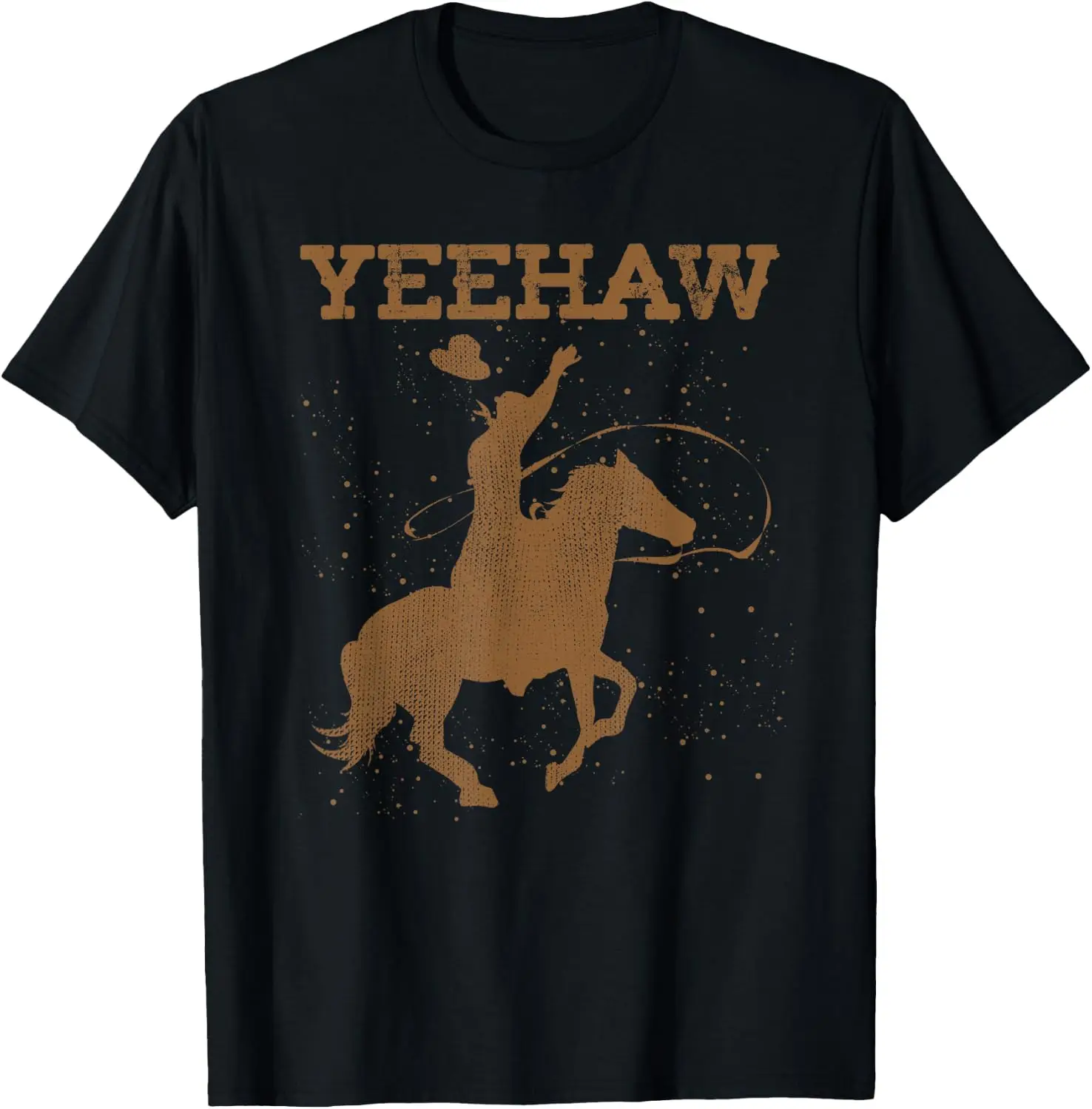Yeehaw Bull Riding Texas Funny Western Gift Cowboy T-Shirt Small Fashion Unisex Graphic Pattern T‑Shirt Casual Daily Wear Crew Neck Short Sleeve Soft Cotton Unique Design Tee Tops For Men Women.
