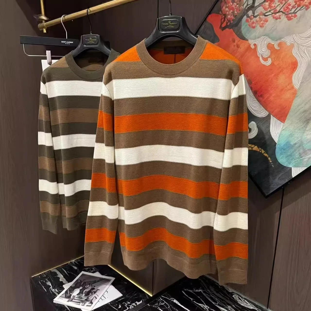 

LP 25aw Casual Crew Neck Striped Knitwear Men's Sweater