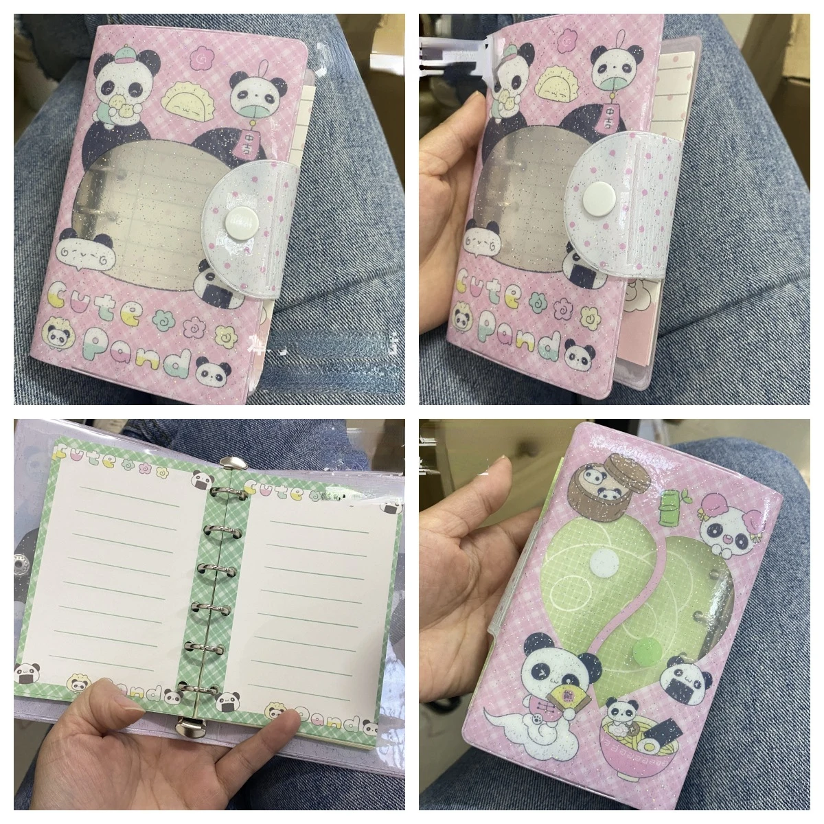 A7 Cute Panda Candy Colored Binder Cover with 40Sheets Journal Sketchbook Accessories Diary Office Supplies